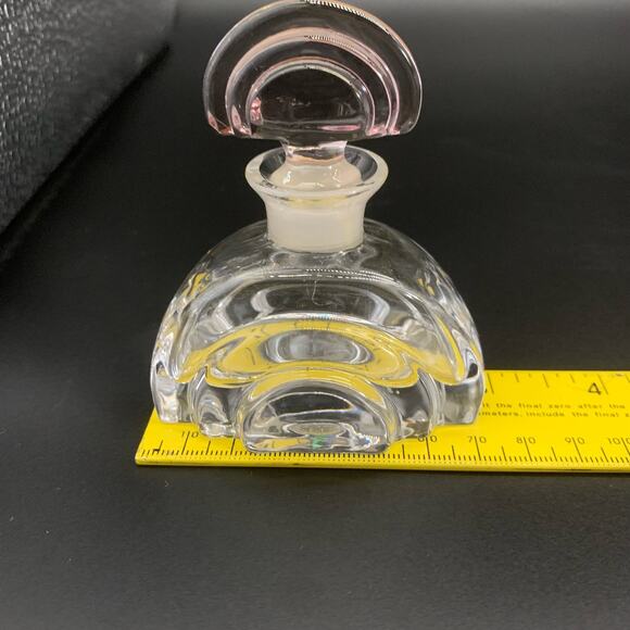 Collezione Glass Line Italy Art Deco Style Genuine Lead Crystal Bottle Pink Lid - Picture 9 of 11